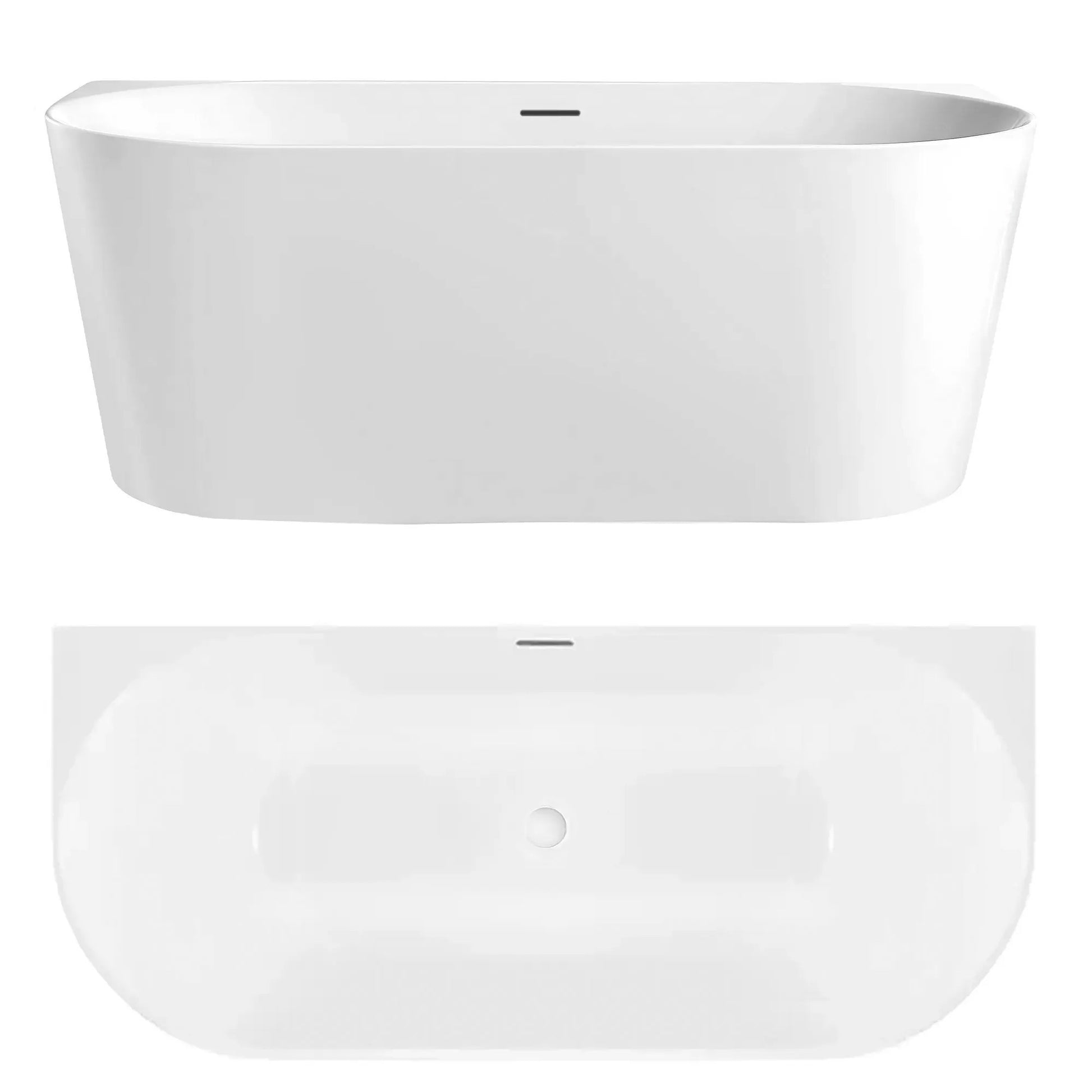 Acryl Wandmontage Badewanne CAPRI SLIM 170cm Gebürstete Gold Stöpselabdeckung 12