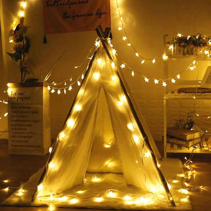 Weihnachtsbaum Lichterkette LED Gold Stars 12
