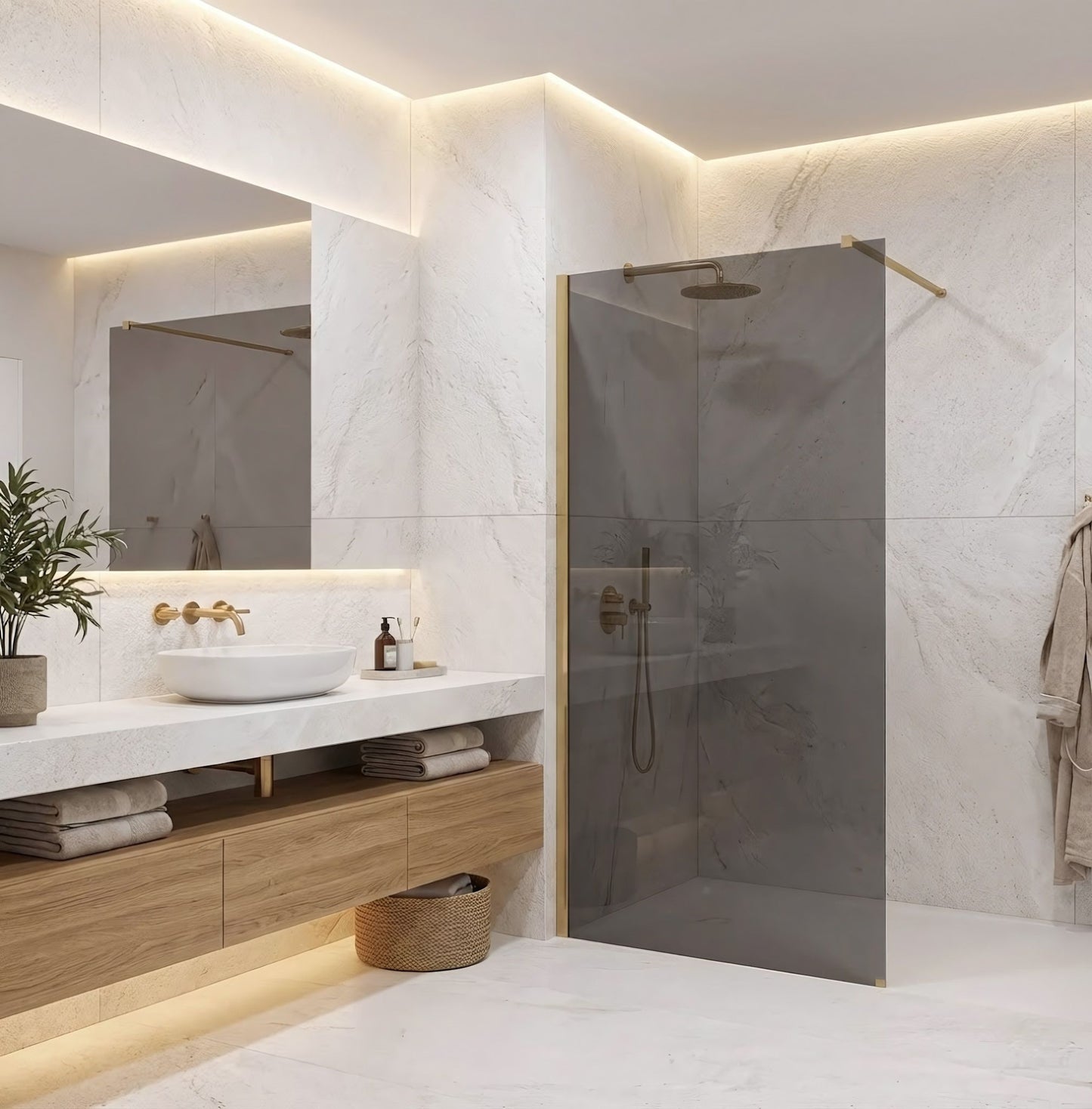 Duschwand Rea Flexi Grey / Brush Gold 90  3