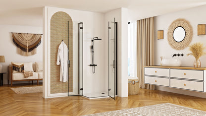 Duschkabine REA Hugo Double Black 90x90  3