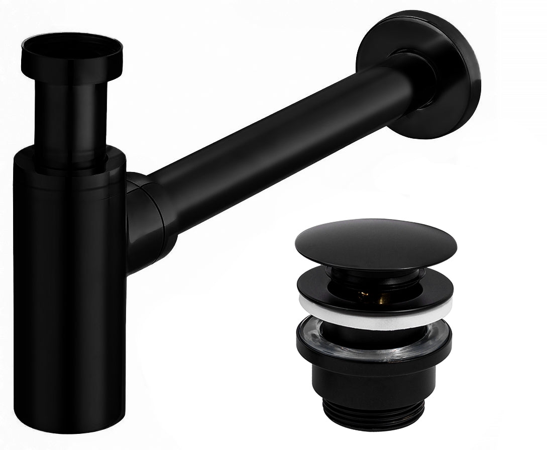 Waschbecken-Siphon Klik-Klak Universal Rea Schwarz Matt  1