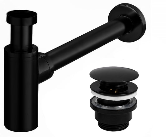 Waschbecken-Siphon Klik-Klak Universal Rea Schwarz Matt  1
