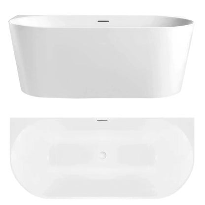 Acryl Wandmontage Badewanne CAPRI SLIM 150cm Gebürstete Kupfer Stöpselabdeckung 13