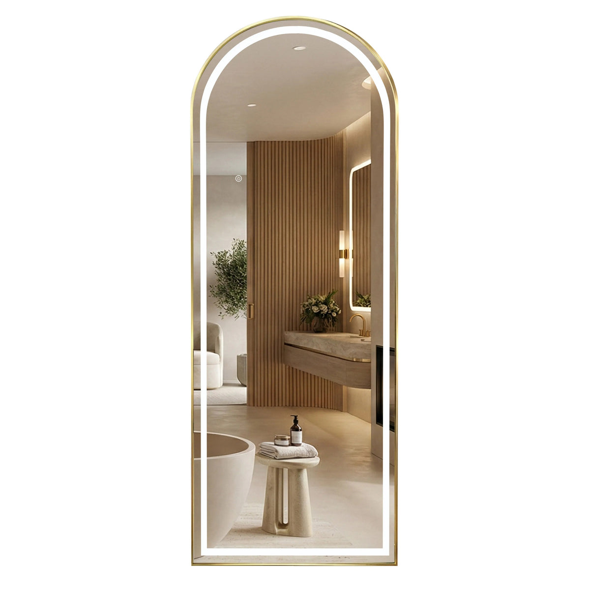 Spiegel LED Orbit 50x160cm Brush Gold 13