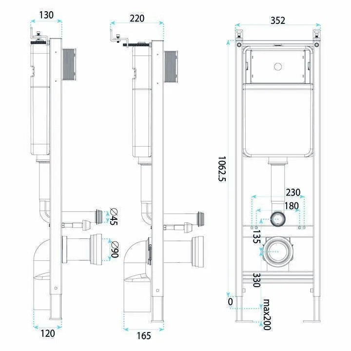 Unterputz-WC-Gestell Set Slim 024N Mit T Titan Drückerplatte 13