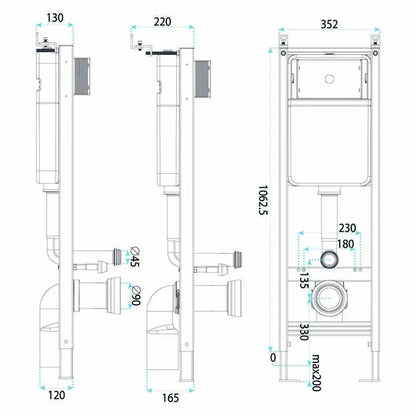 Unterputz-WC-Gestell Set Slim 024N Mit Black HD Drückerplatte 13