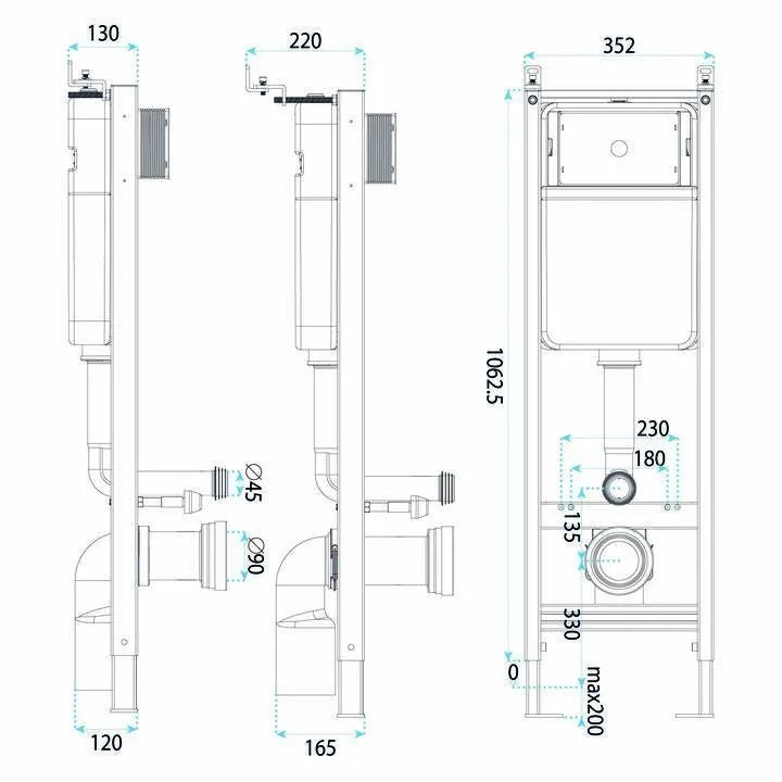 Unterputz-WC-Gestell Set Slim 024N Mit Satin HD Drückerplatte 13