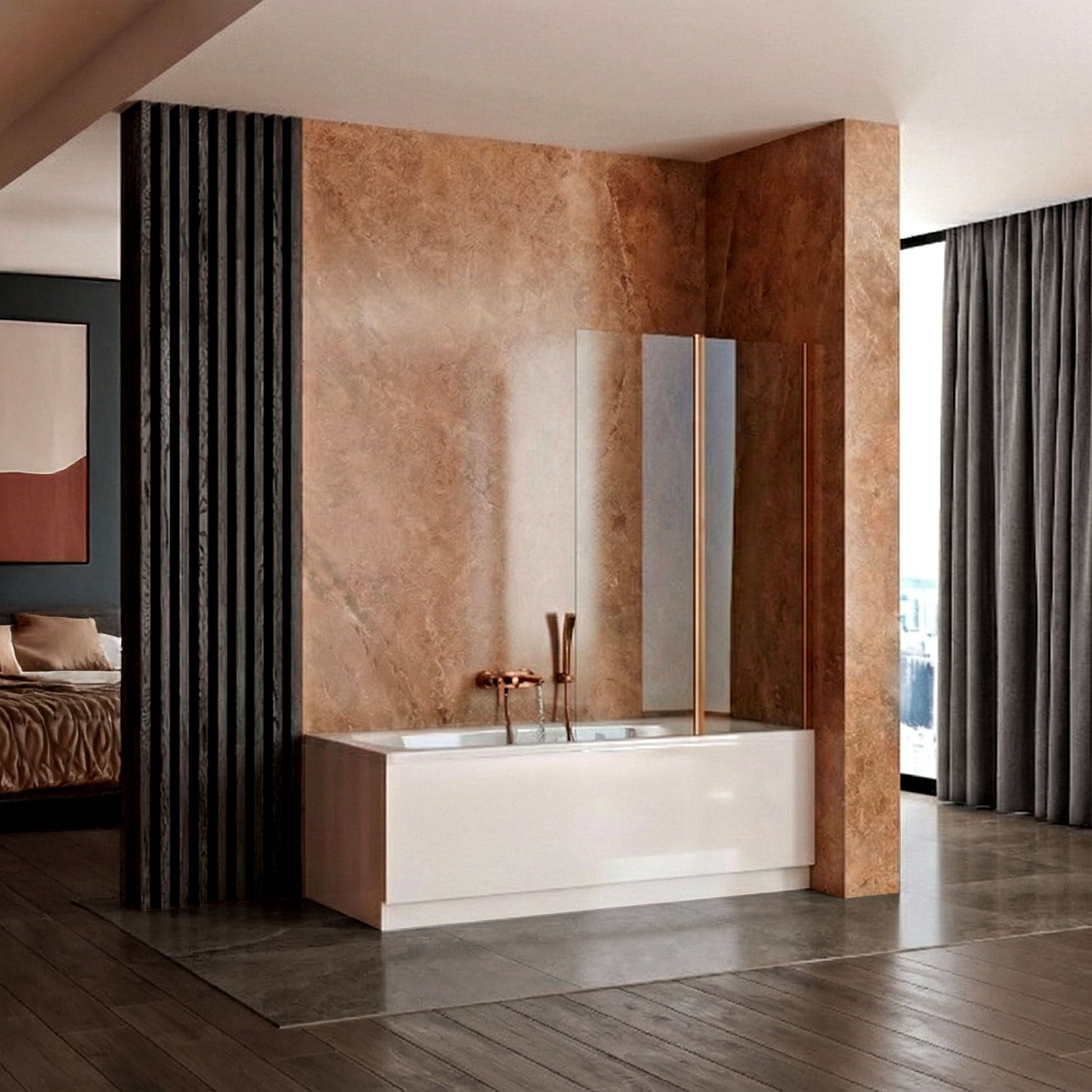 Badewanneaufsatz klappbar Rea Agat-2 100 Brush Copper  2