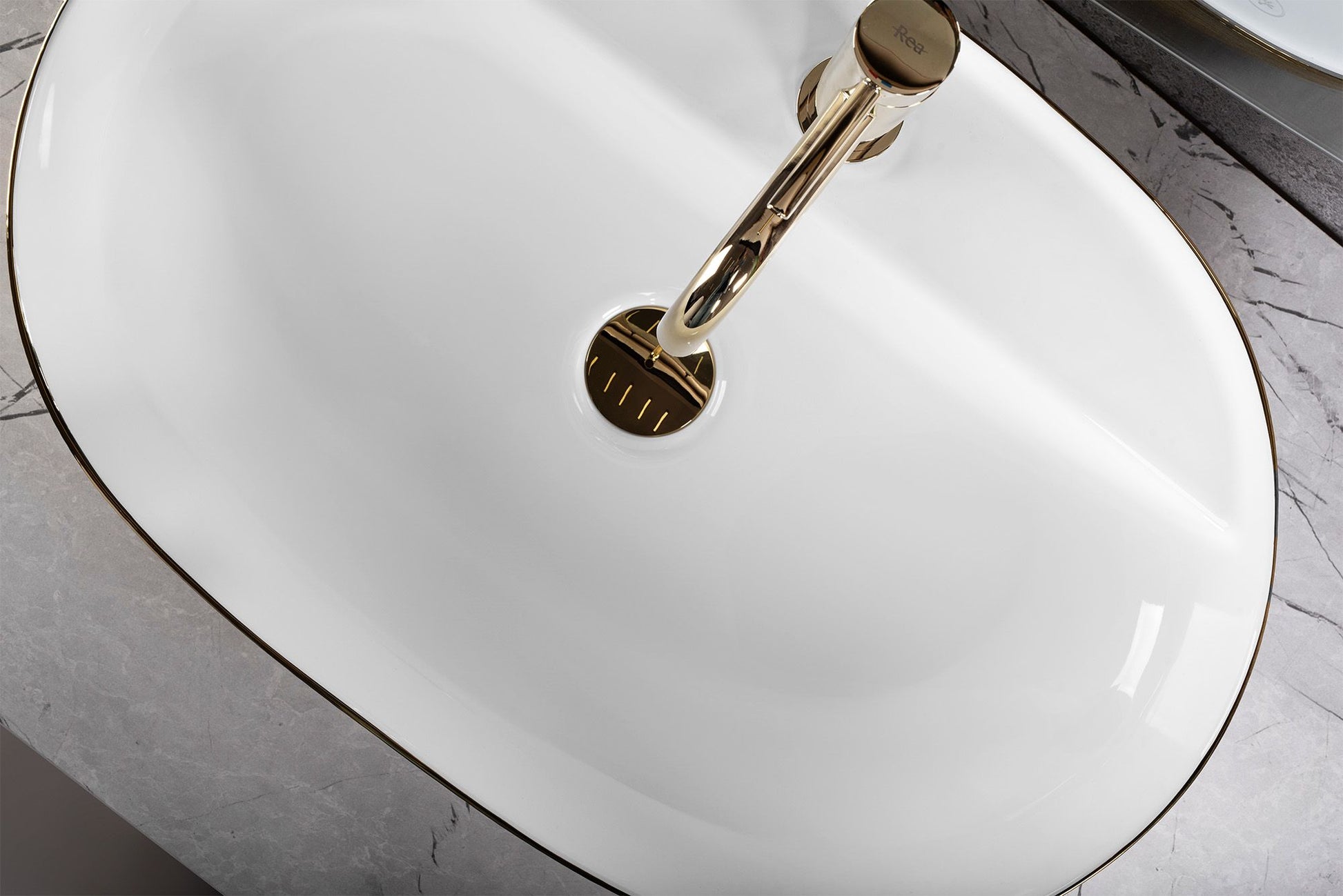 Aufsatzwaschbecken Rea Aura 61 White Gold Brush 5