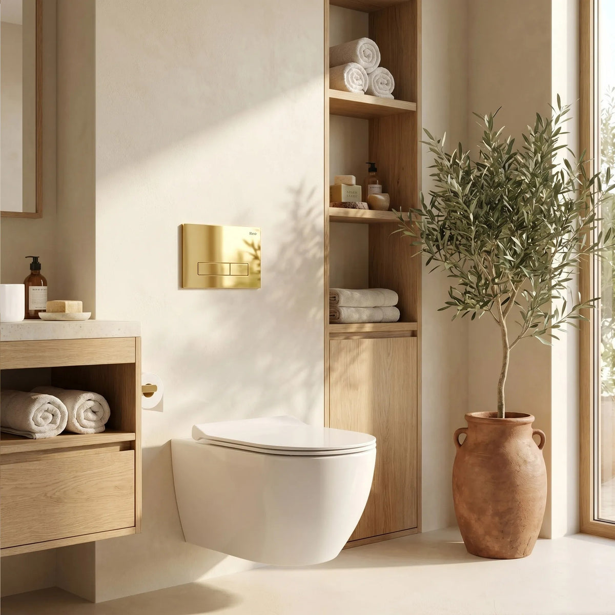 Unterputz-WC-Gestell Set Slim 024N Mit Gold HD Drückerplatte 14