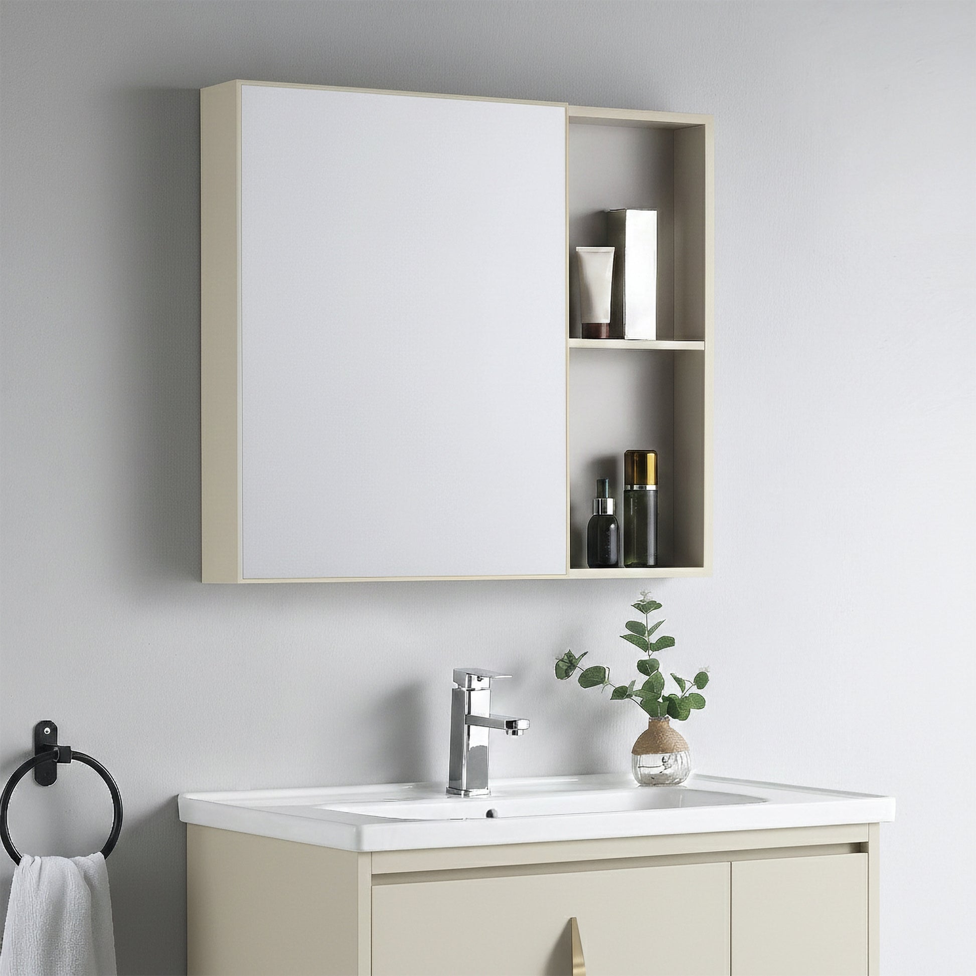 Badezimmermöbel-Set mit Waschbecken Paris 60cm Beige  3
