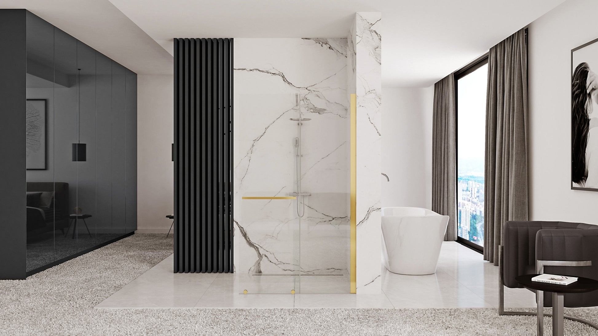 Duschwand Rea Cortis GOLD  120  3