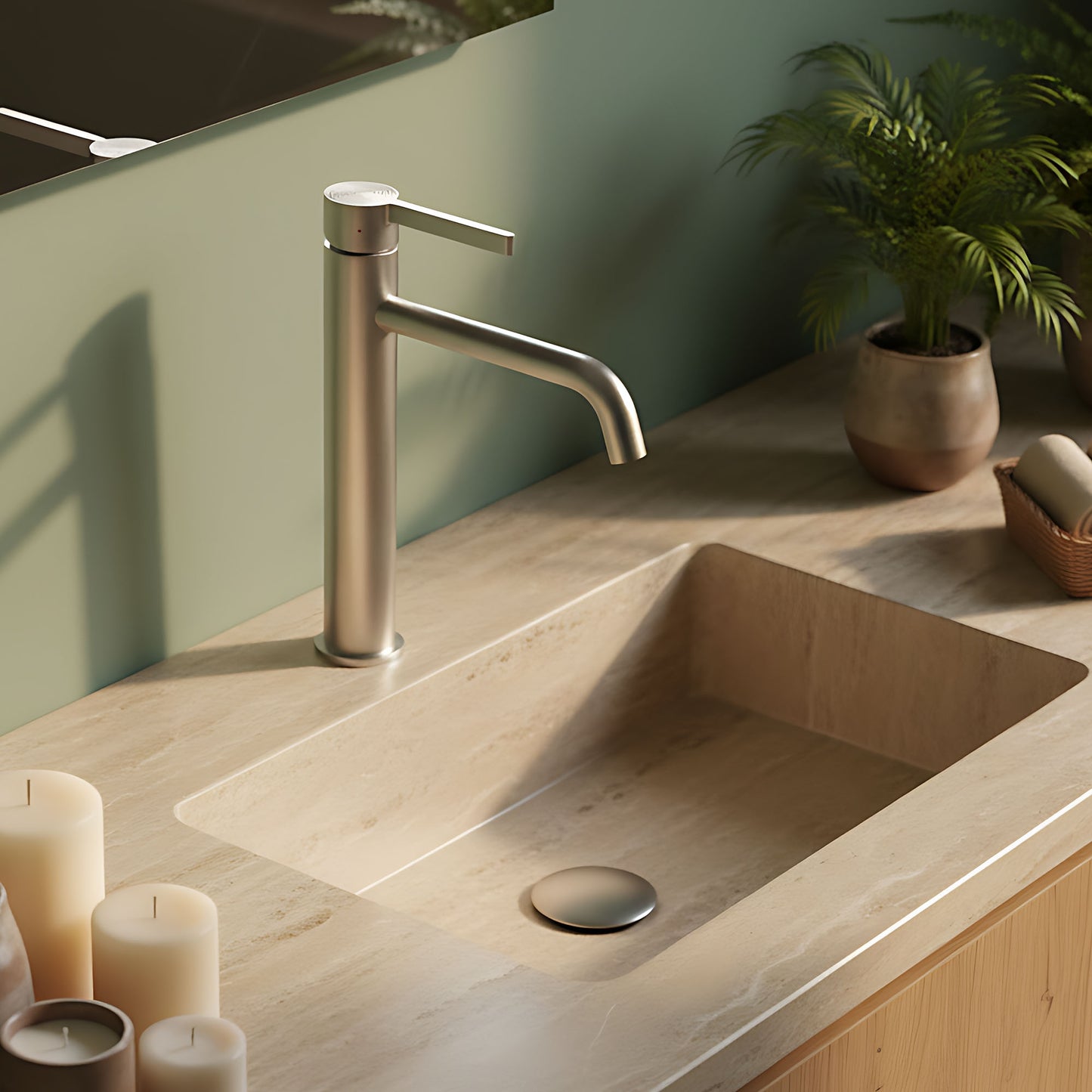 Waschbeckenarmatur Rea Foster Brush Nickel High  13