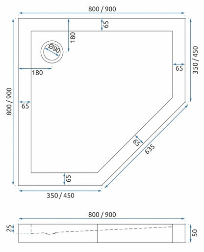 Duschkabine DIAMOND BLACK MAT 90x90 mit Duschwanne Diamond 15