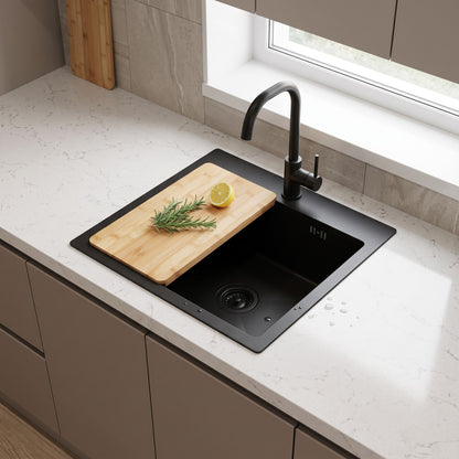 Stahlspüle Mit 3-teiligem Zubehörset REA Leo 40 Black Beige Accessoires 6