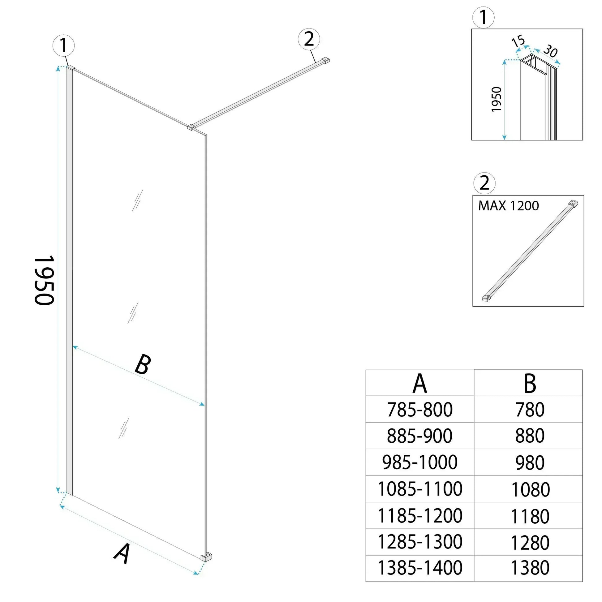 Duschwand Rea Flexi Grey / Gold 100  8