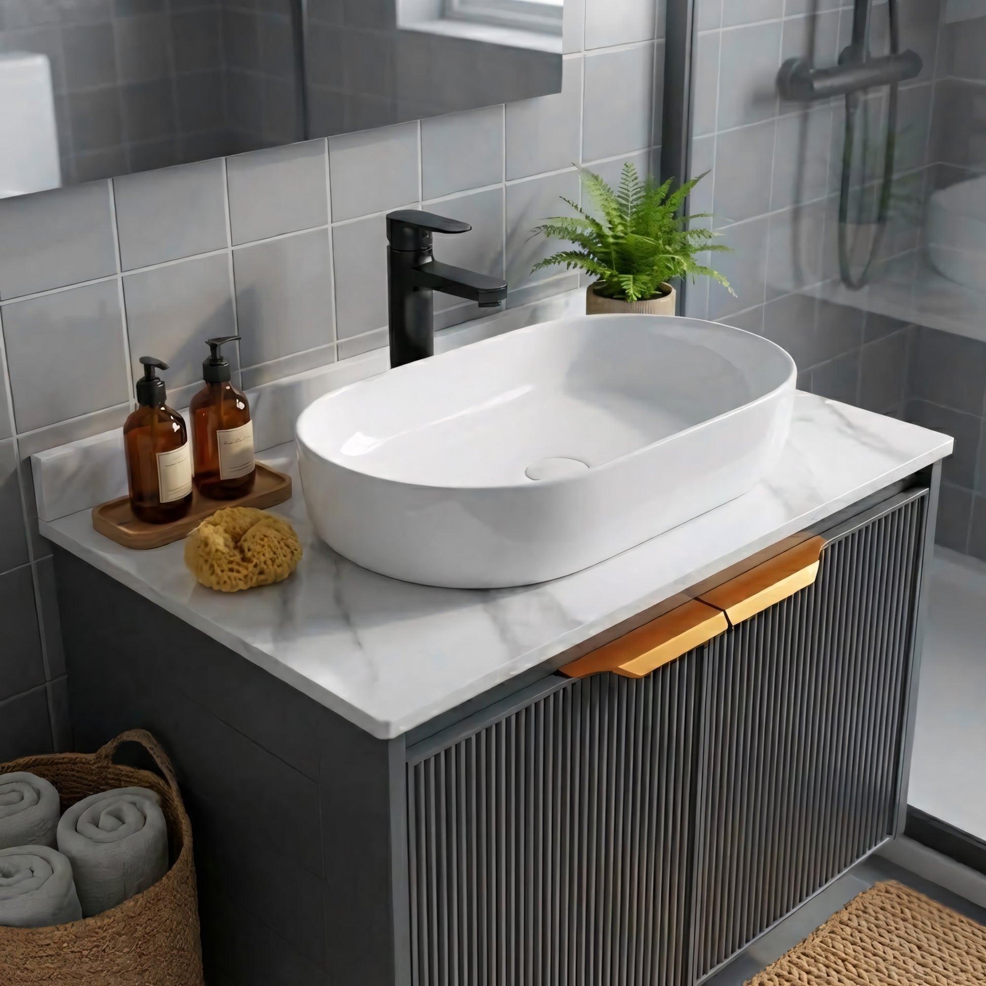 Комплект мебели для ванной с столешницей Marti 60cm Grey  4
