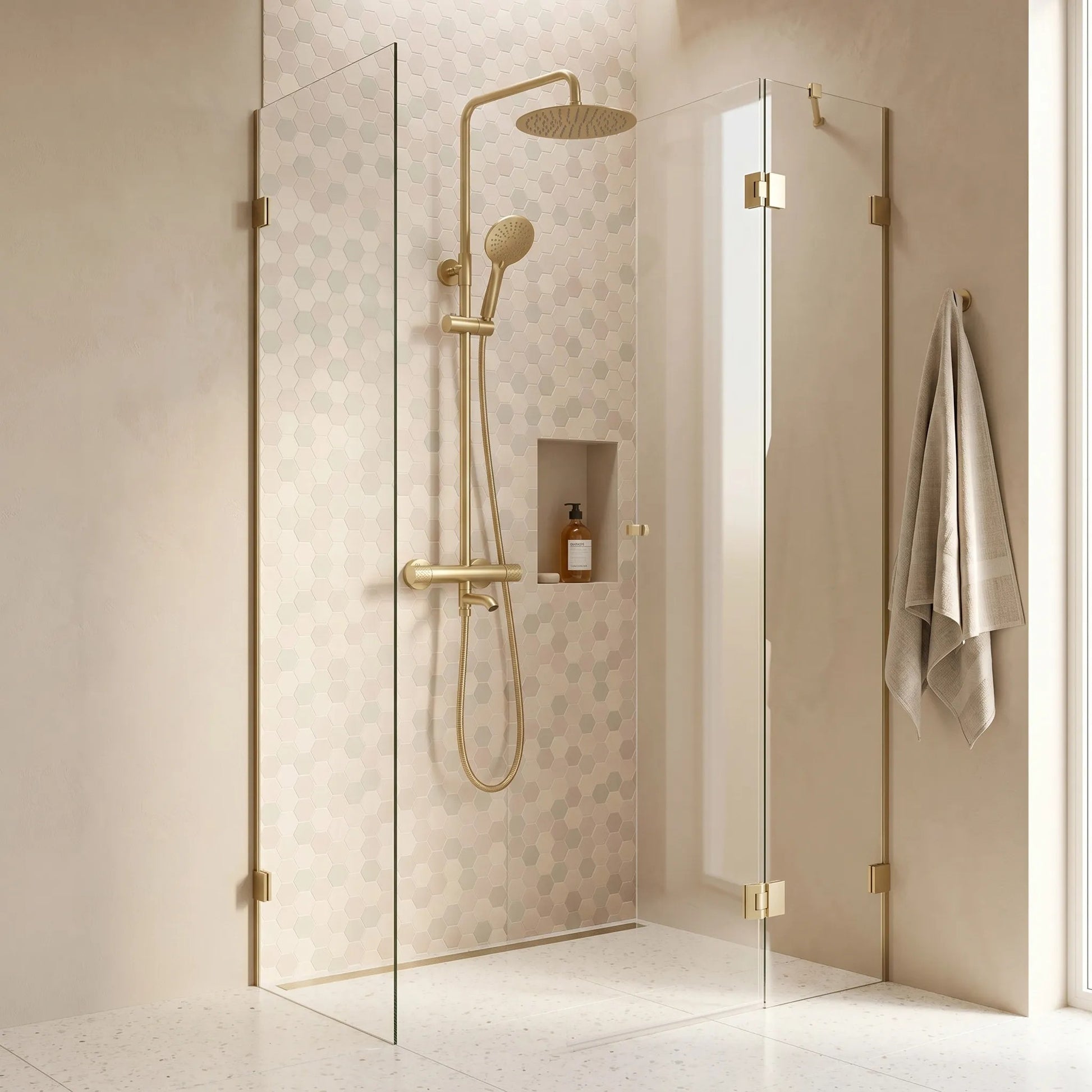 Thermostat Duschset Lungo Diamond Gold Brush  1