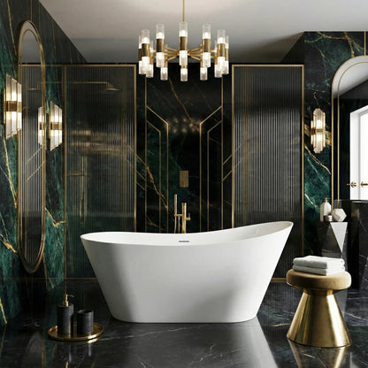 Freistehende Acrylbadewanne Lusso Slim 170 Gebürstete Kupfer Stöpselabdeckung 1