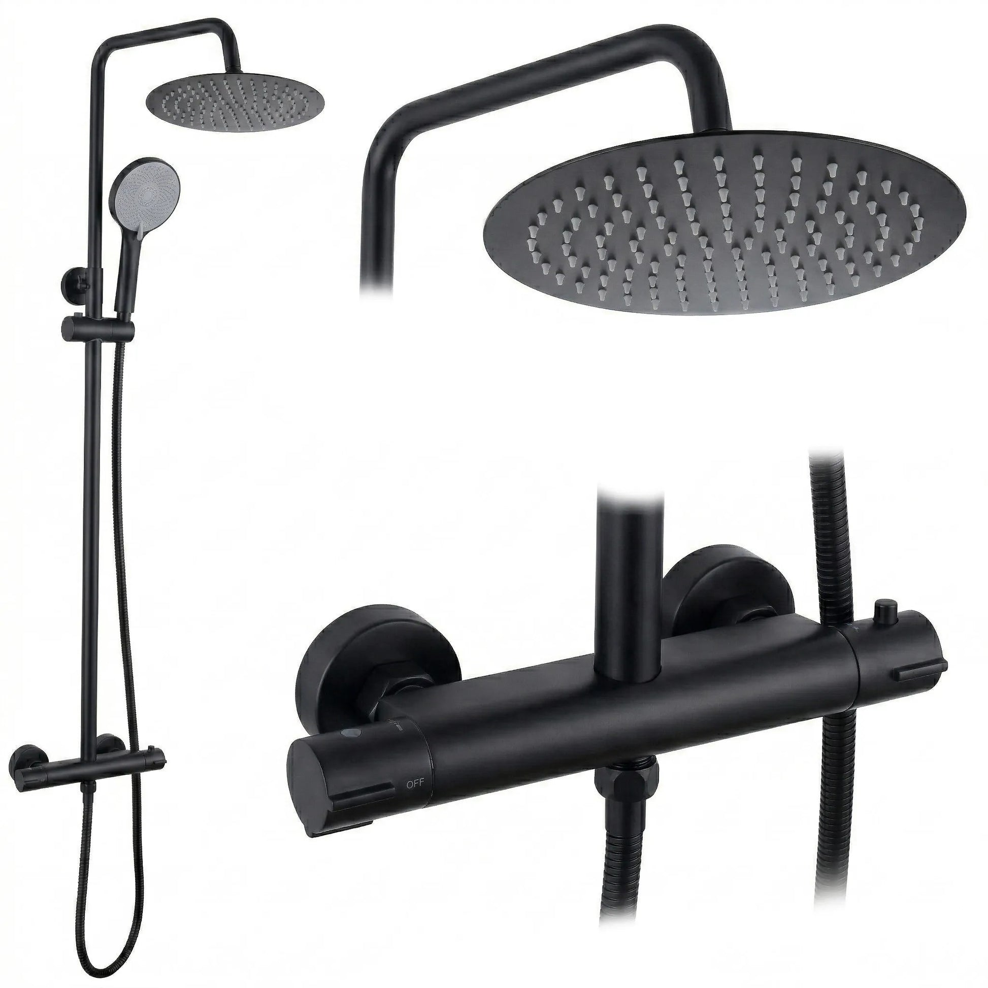 Duschset ohne Auslauf mit Thermostat Rea Lungo Black  1