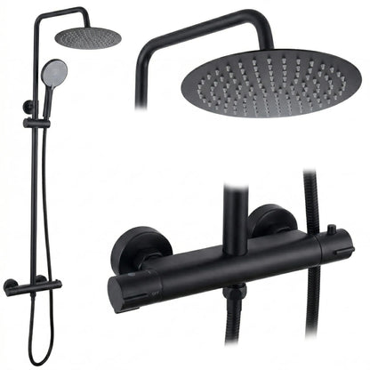 Duschset ohne Auslauf mit Thermostat Rea Lungo Black  1
