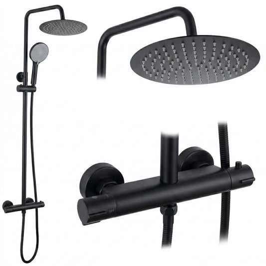 Duschset ohne Auslauf mit Thermostat Rea Lungo Black  1