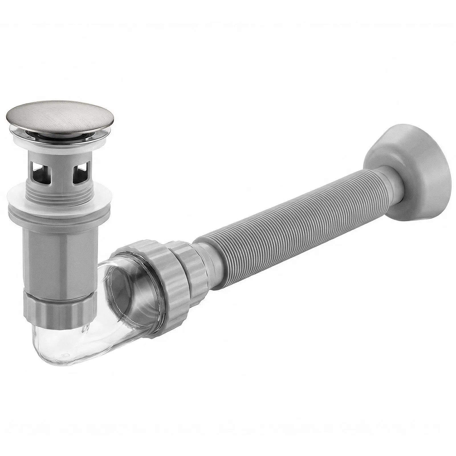 Waschbecken-Siphon Klik-Klak Universal REA Flow Brush Nickel  1