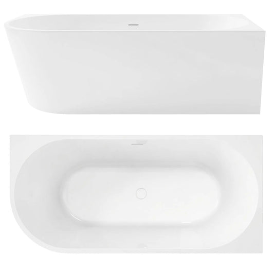 Acryl Eckbadewanne SYDNEY BELLANTO RIGHT 150cm Gebürstete Kupfer Stöpselabdeckung 1