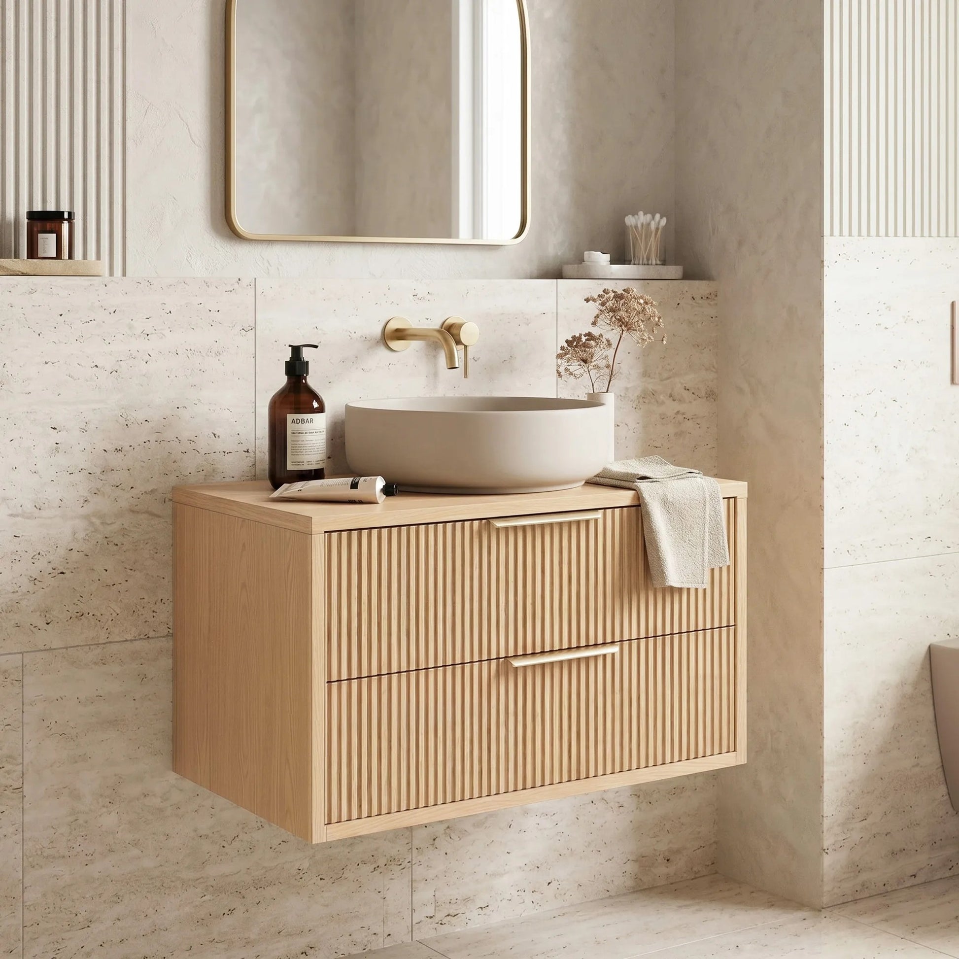 Waschtischunterschrank Rea Mono 80cm Beige  1