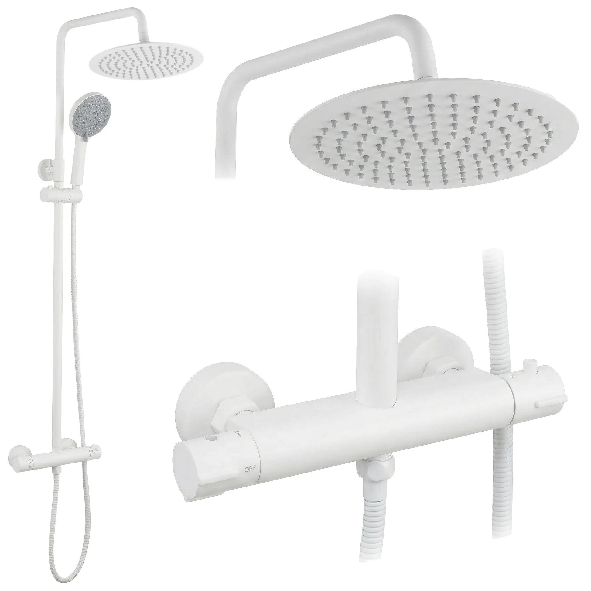 Duschset ohne Auslauf mit Thermostat Rea Lungo White  1