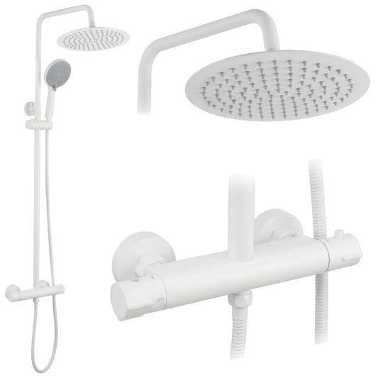 Duschset ohne Auslauf mit Thermostat Rea Lungo White  1
