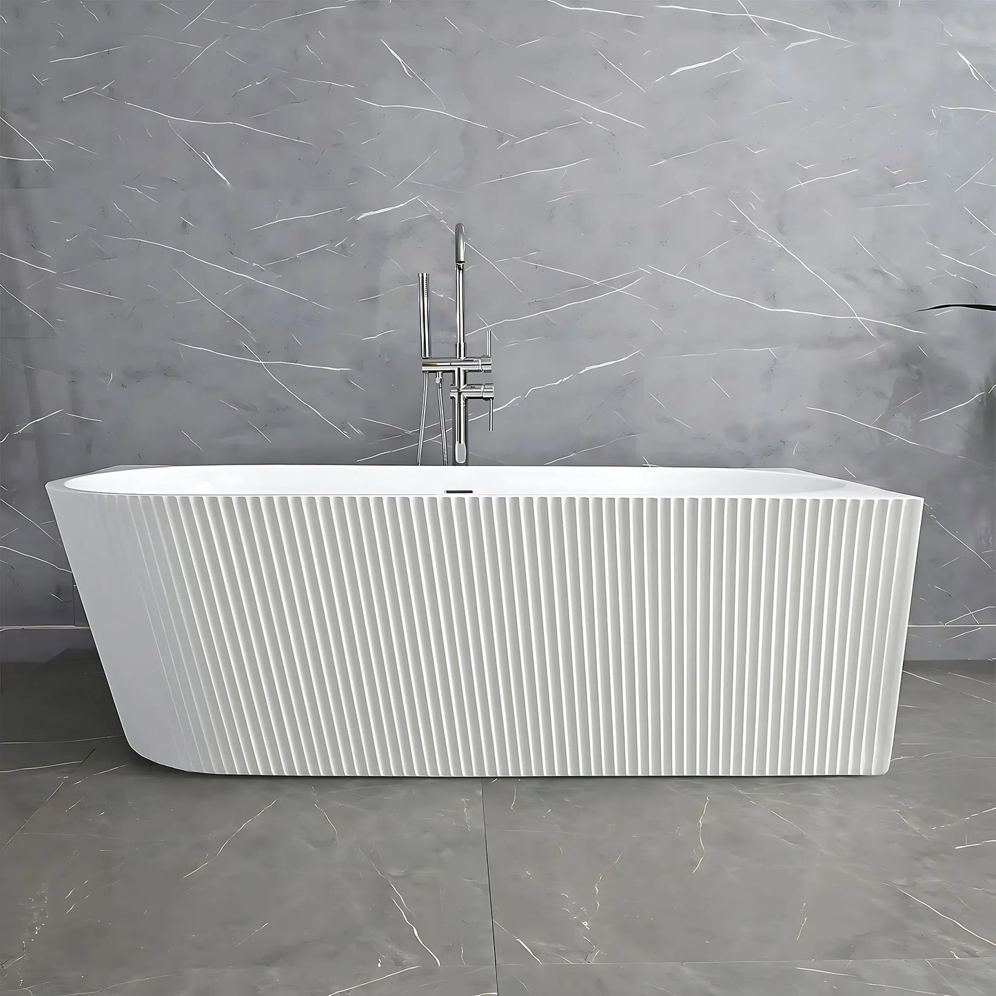 Acryl Eckbadewanne WENUS RIGHT 170 Schwarze Stöpselabdeckung 1