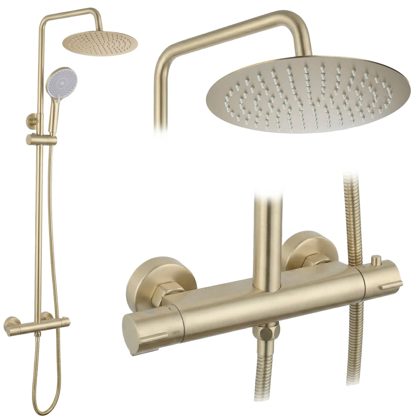 Duschset ohne Auslauf mit Thermostat Rea Lungo Gold Brush  1