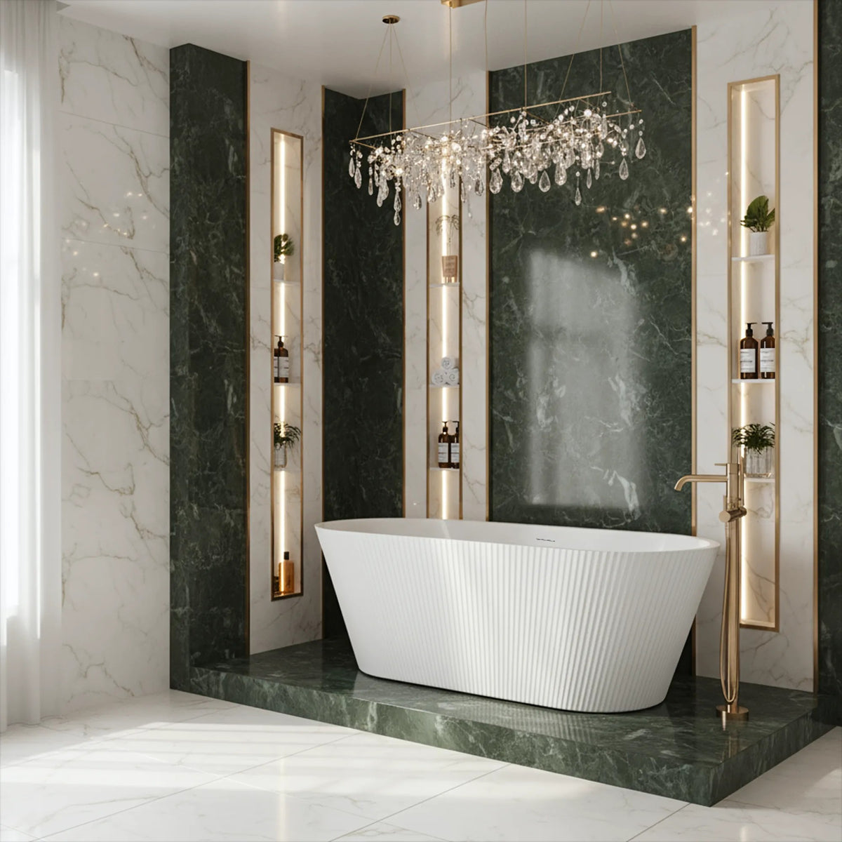 Freistehende Acrylbadewanne OFELIA 170 Schwarze Stöpselabdeckung 1