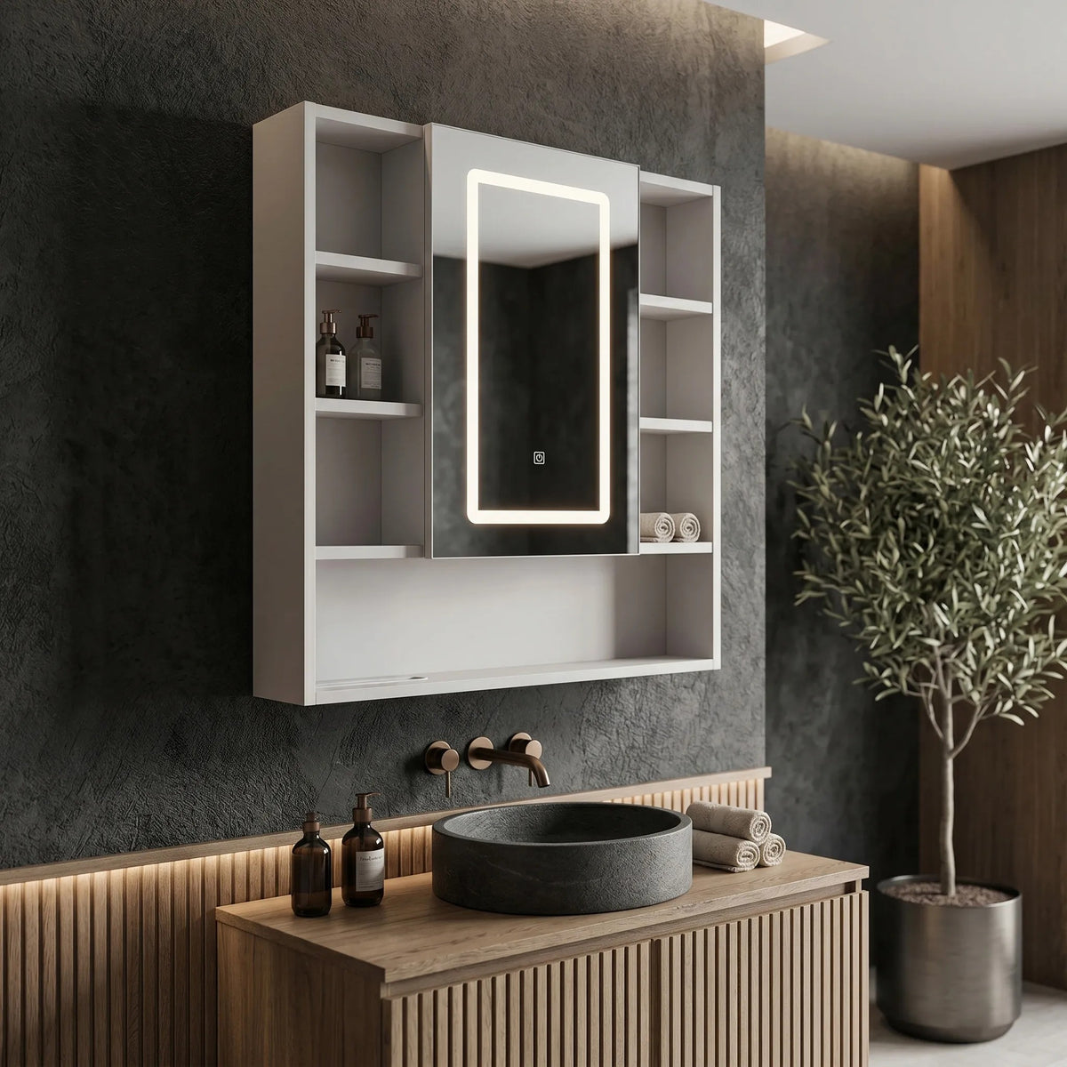LED-Spiegelschrank Rea Luna 70x80cm 1