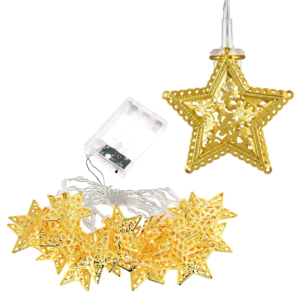 Weihnachtsbaum Lichterkette LED Gold Stars 1