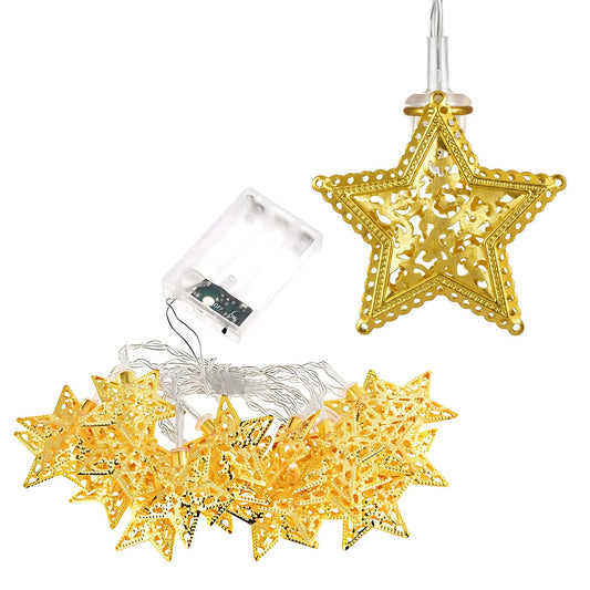 Weihnachtsbaum Lichterkette LED Gold Stars 1