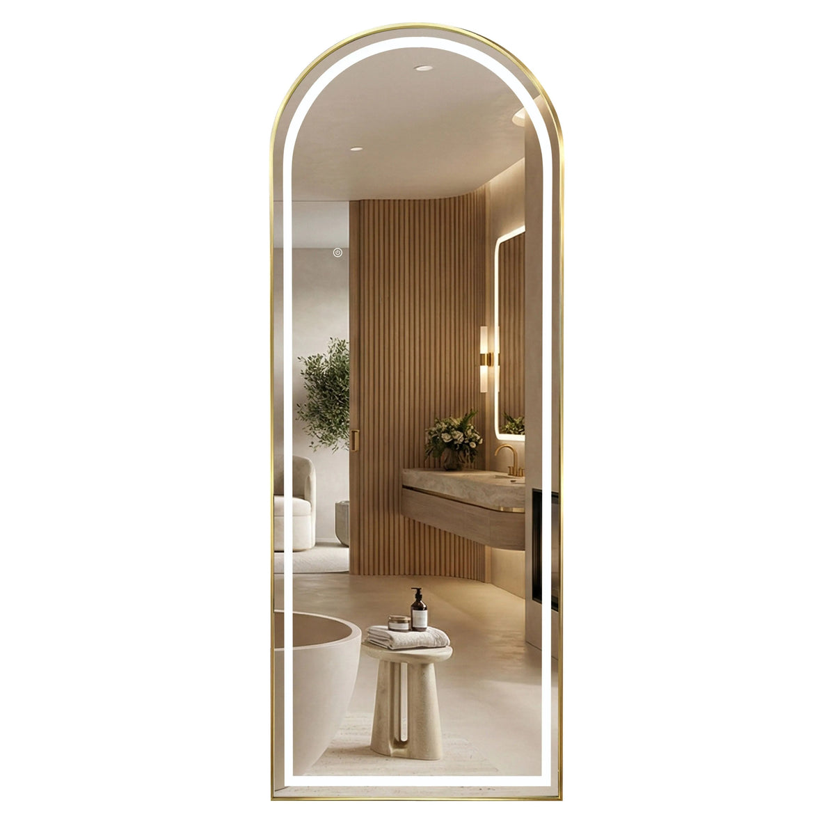 Spiegel LED Orbit 50x160cm Brush Gold 1