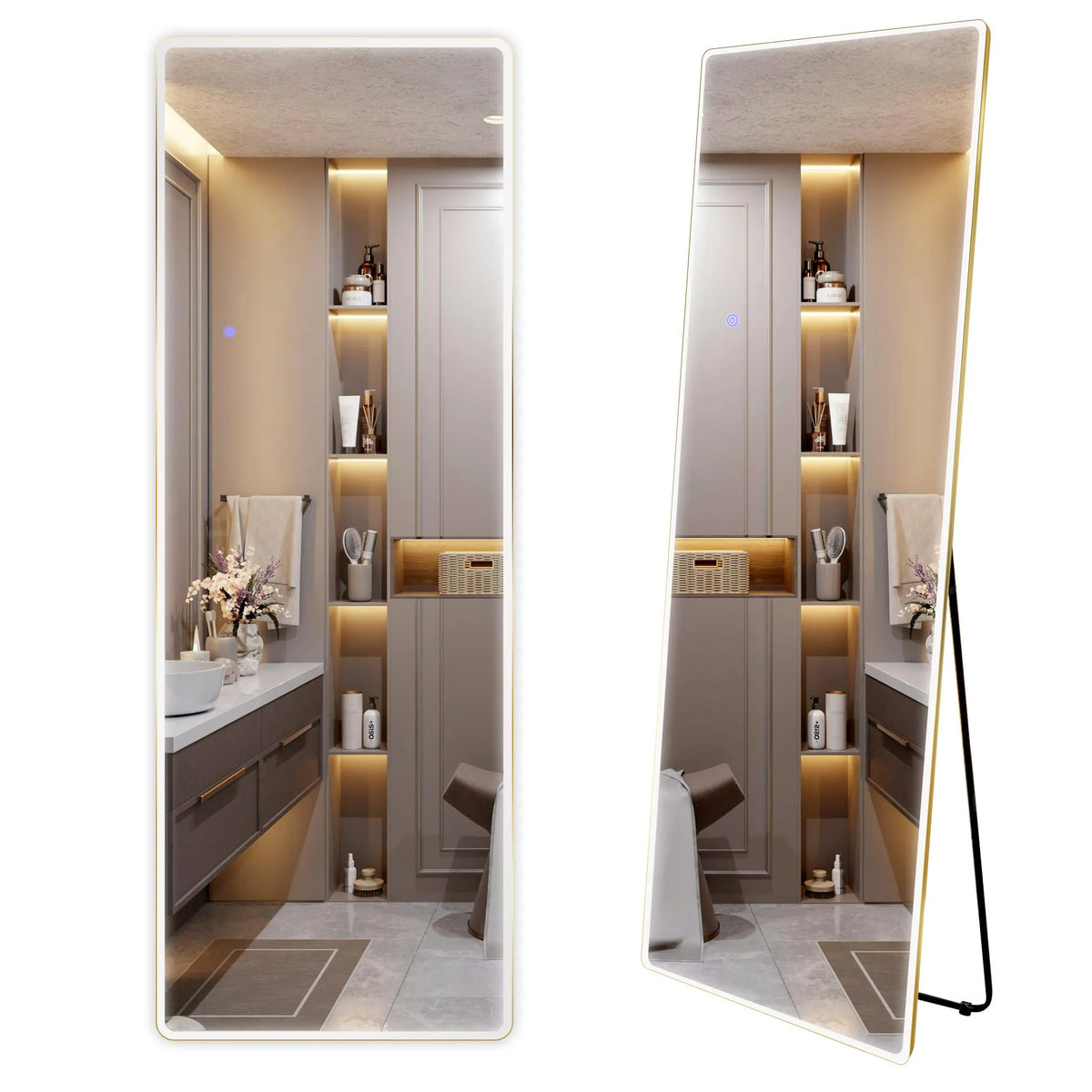 Spiegel LED Classico 50x160cm Brush Gold 1