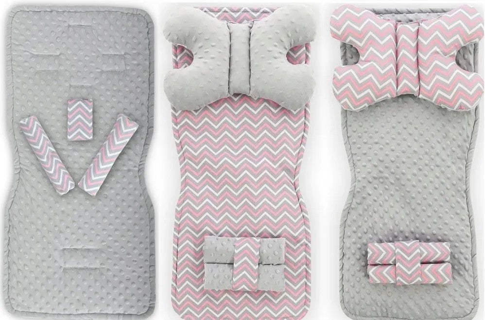 Kinderwagen Sitzeinlage 4in1 Pink/Grey ZigZag 1