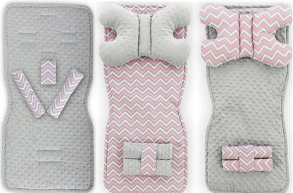 Kinderwagen Sitzeinlage 4in1 Pink/Grey ZigZag 1