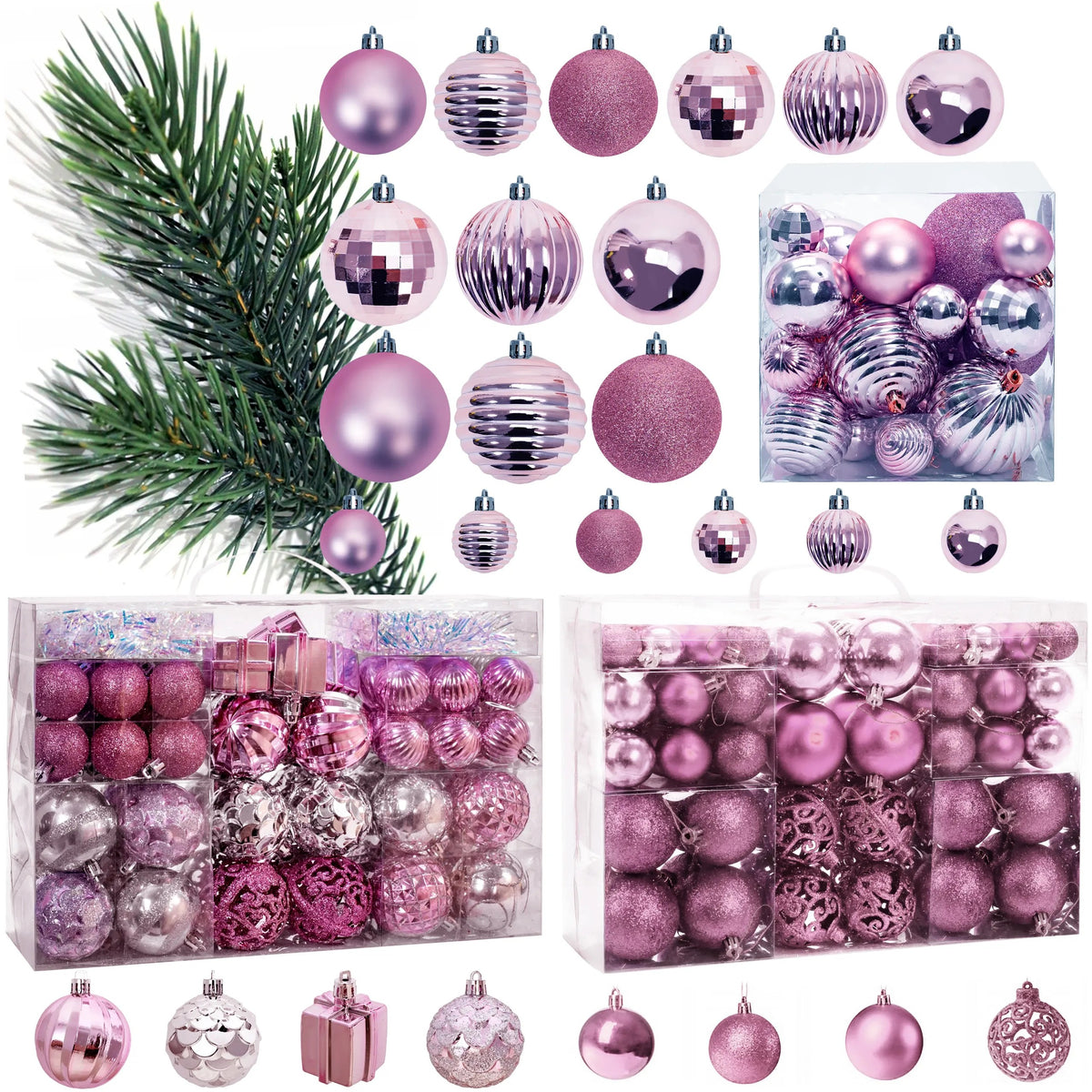 Christbaumkugeln Lilac/Rose 208 Stücke 1