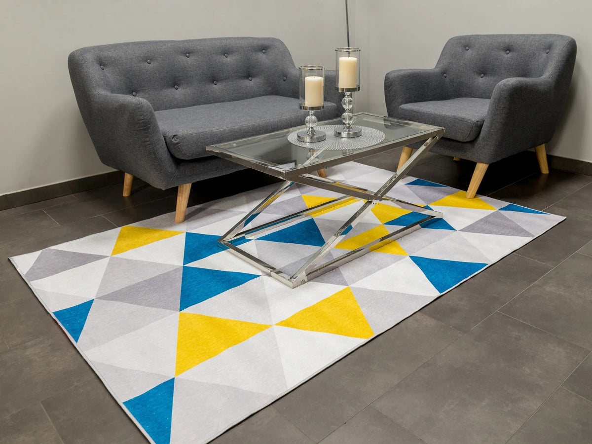 Geometrischer Moderner Teppich Blue Yellow 140 X 200 1