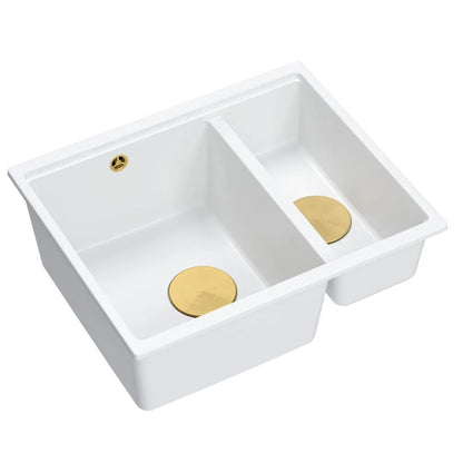 Granitspülbecken Logan 150 White Stöpsel Gold 1