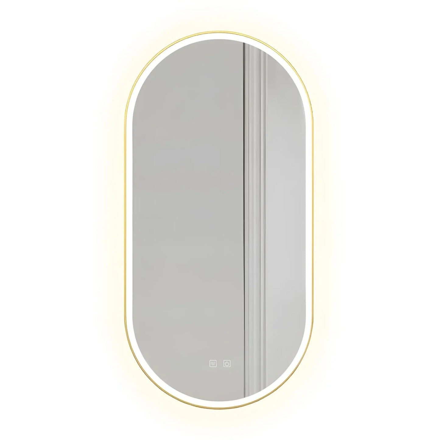 Spiegel LED OVL 50x100cm Brush Gold  1
