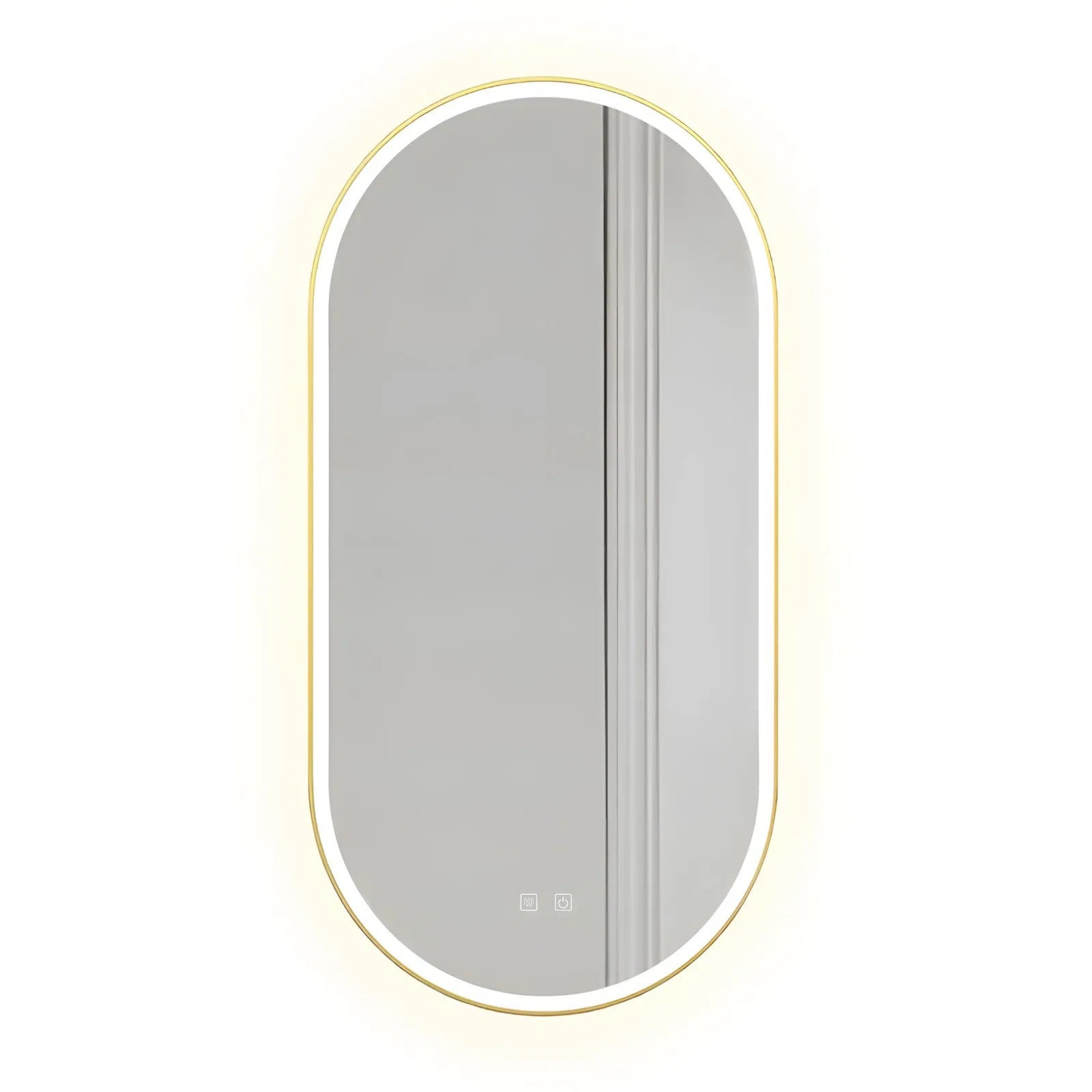 Spiegel LED OVL 50x100cm Brush Gold  1