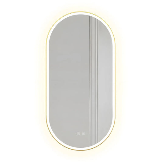 Spiegel LED OVL 50x100cm Brush Gold  1