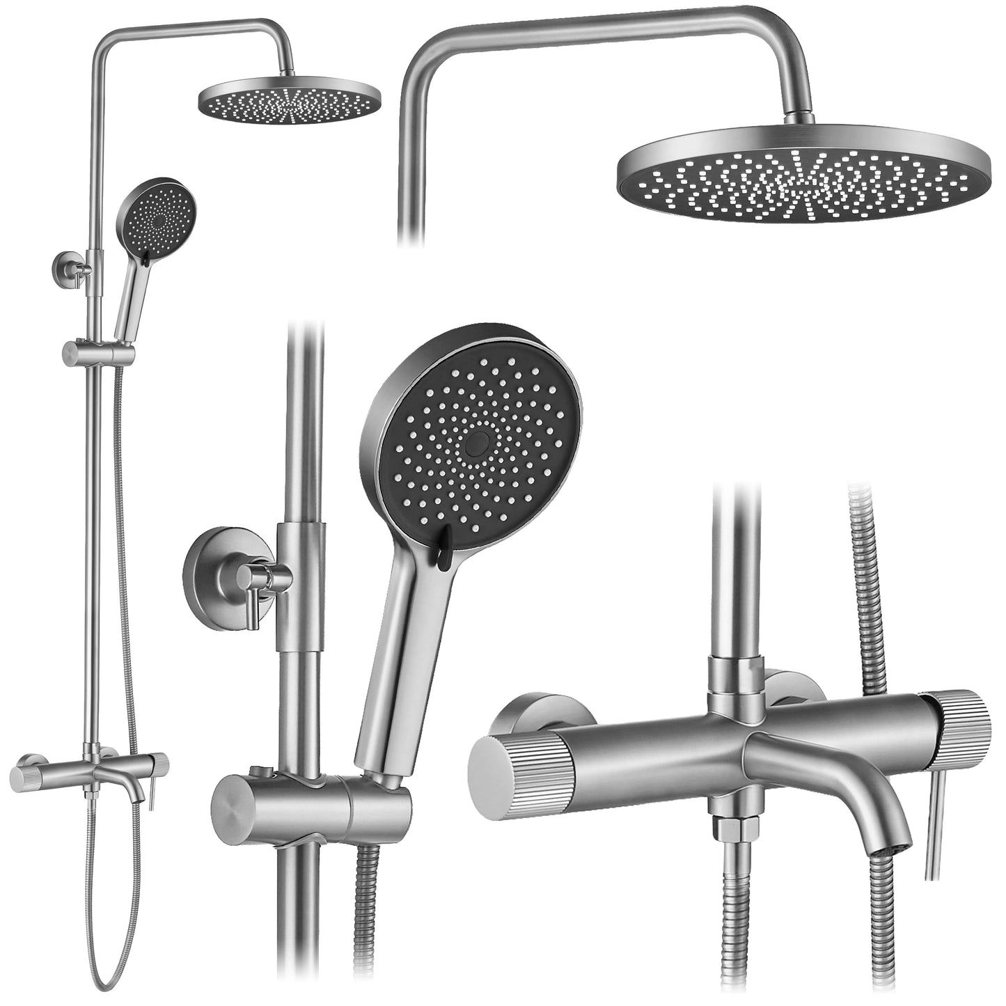 Duschgarnitur Rea Lungo Stripe Brush Nickel  1