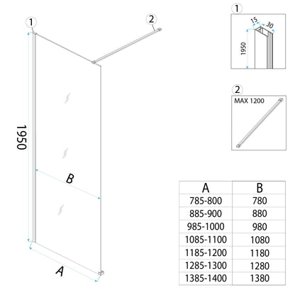 Duschwand Rea Flexi Transparent / Titan 70  9