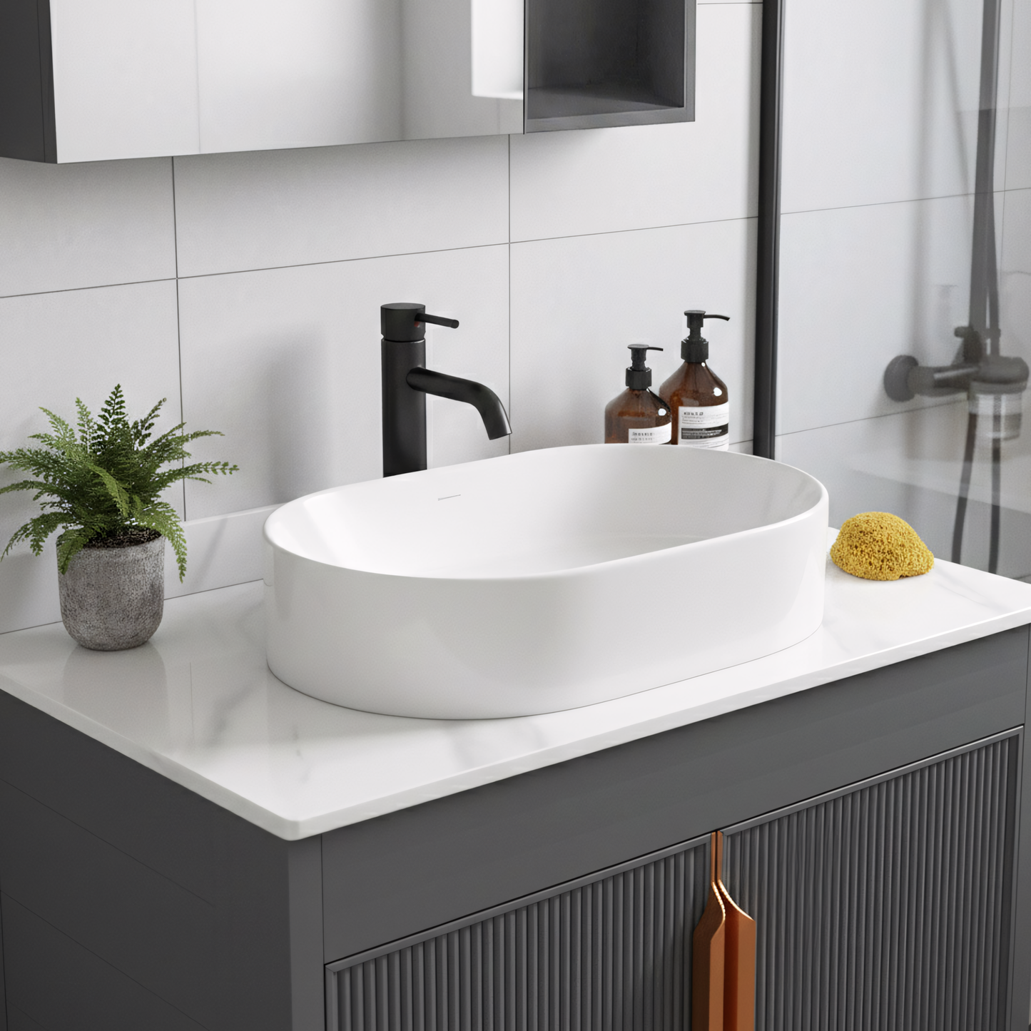 Комплект мебели для ванной с столешницей Modo 60cm Grey  4